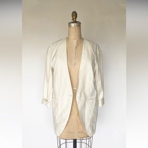 White 80s linen blazer
